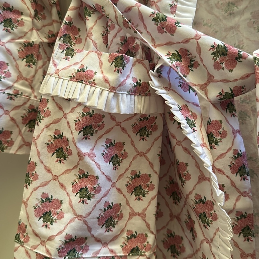Mrs. Alice Pink Bouquet Dressing Gown Floral Patterned Robe House Dress SzXS-S - Picture 6 of 10